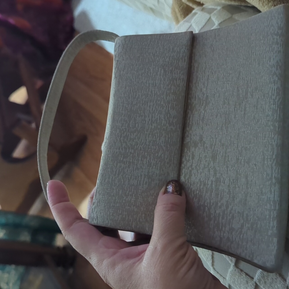 Elegant Silver Women's Clutch. Snap Closure. Optional Cross Body Strap.